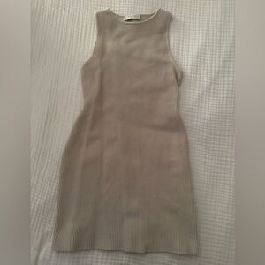 Babaton beige sculpt knit mini racerback dress size xs